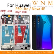 New For Huawei P30 Lite / Nova 4E LCD Front Frame Bezel Back Battery Cover + Middle Frame + Camera Frame Parts Rear Case Housing Center Chassis Cover + Buttons