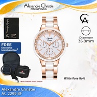 Promo Alexandre Christie Wanita AC 2299 BF AC 2299 AC2299BF White Rose Gold