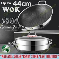 40- 42- 44 CM 316 Stainless Steel Wok non Stick Honey Comb Health