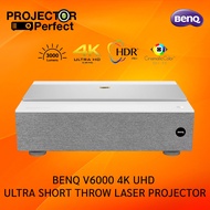 BENQ V6000 Ultra Short Throw True 4K UHD Laser Projection TV 3000 ANSI lumens, Excellent Colors 98% DCI-P3, Up to 120inches screen size, 5W x 2 TreVolo Speakers, eARC, 3D, (3 Years Warranty)