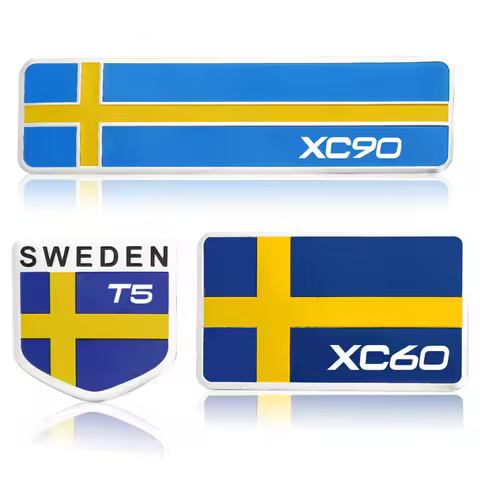 Aluminum Sweden Flag Car Styling Sticker Emblem Decal Badge For Volvo AWD T3 T4 T5 T6 C30 S40 S60 V4