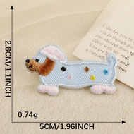 [Angel Bella DIY Handmade] AS173|Self-Adhesive Sausage Dog Patch Cloth Embroidered Canvas Bag Childr