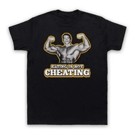 T-Shirt 100% Kapas Berleher O Bercetak Arnold Schwarzenegger Makan Bukan Penipuan Untuk Lelaki