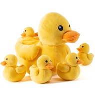 PREXTEX Plush Duck Toys Stuffed Animal with 5 Ducks Baby Stuffed Animals - Big Duck Zippers 5 Little