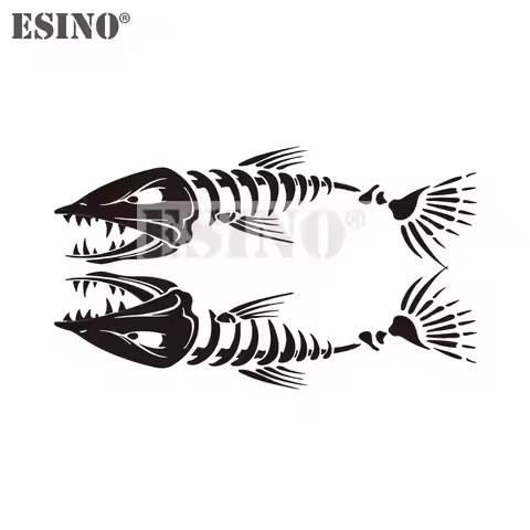 2 x Cool Fashion Fish Bone PVC Adhesive 3D Carving Waterproof Car Body Boat Sticker Decorative Vinyl