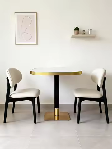 #Light-luxury Modern Marble Dining Table Aluminum Edging Corrosion-resistant Eco-Friendly Hotel Furn