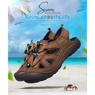 Leather Sandal Shoes Gladiator British Men Slipper Beach Hiking