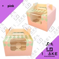 Pink & Blue Argyle Pastry Box with Window 4C SQ 4143 SQ 4148 Free Matching Tray