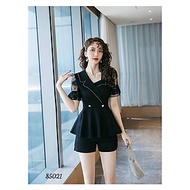 Sét bộ đồ đùi nữ áo kiểu peplum cổ cách điệu phối ren đồ bộ dạo phố đồ mặc nhà siêu xinh đủ size từ 