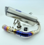 ท่อทรงอาคา Pr2 Exhaust ยกชุด X-max 300 ทรงกรวย 2.5นิ้ว ไทเทเนี่ยม  ราคาถูก อะไหล่มอเตอร์ไซค์ อะไหล่แ