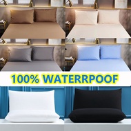 2 PCS Waterproof Pillow Case with Zipper Pillow Protector Queen Size Pillowcase Cover 20X30 Inches