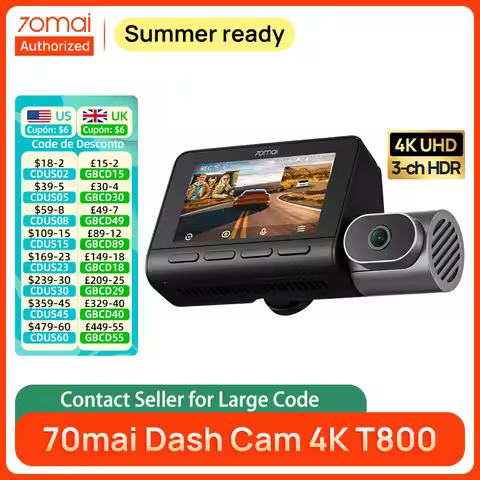 70mai Dash Cam T800 4K IMX678 Front Cam & 1080P Infrared Interior Cam Dual Channel in One Recorder 7