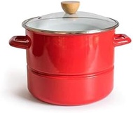 BJDST Enamel Steamer, Household Thickened Steamed Fish Pot, Single-layer Gas Gas Cooker, Heightened Soup Pot