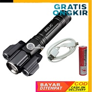 EELIC LAS-W537 HITAM LAMPU SENTER LED LAMPU SENTER ROBOT LAMPU SENTER 3 KEPALA CAHAYA EMERGENCY RECH