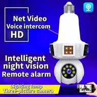 Three Lens Bulb CCTV Camera 8MP+8MP+8MP Two-way Audio Night Vision Waterproof