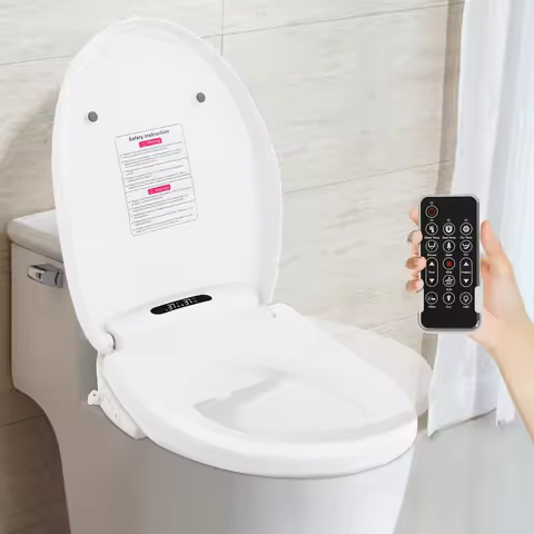 Intelligent Electric Bidet Toilet Seat with Remote Control, 4 Temperature Settings (93.2-104°F)&Self