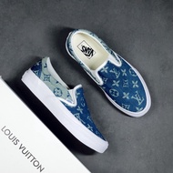 Vans X Louis Vuitton L-V Slip pada kasut kasut potong rendah untuk kasut lelaki dan wanita EBIT