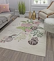 Rugs America Area Rug, 8'0"X10'0", Floral Charm Ivory Blush