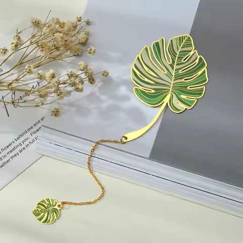 Lotus Leaf Lotus Leaf Vein Metal Bookmark Metal Flower Chinese Style Bookmark Leaf Brass Green Leaf 