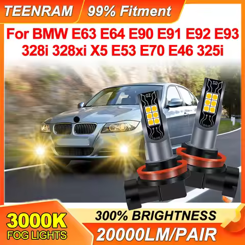 3000K LED Front Fog Lamps 100W H8 H11 Car Fog Lights Accessories For BMW E63 E64 E90 E91 E92 E93 328