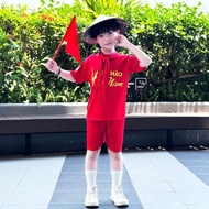 Bộ quần áo VIỆT NAM trẻ em size 14-52kg Tặng Cờ Và Khăn. Chất liệu co dãn thoáng mát. DH14