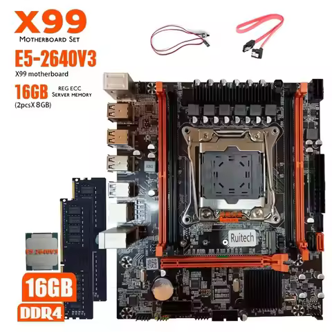 X99h set LGA 2011-3 desktop computer main board with 2 8G DDR4 memory E5 2640V3 CPU