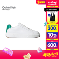 CALVIN KLEIN รองเท้าผ้าใบผู้ชาย Leather Durable Traction Trainers Sneakers รุ่น YM01344 0K9 - สีขาว