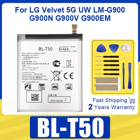 New Replacement Battery BL-T50 4000mAh Battery For LG For LG Velvet 5G UW LM-G900 G900N G900V G900EM