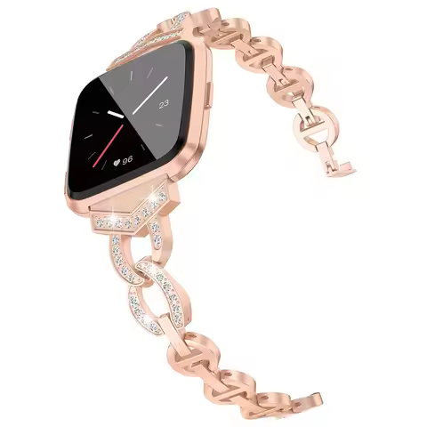 Suitable for Fitbit Versa Sense 2 watch stainless steel metal strap Versa 2/3/4 VO diamond inlaid ch