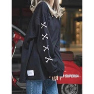 WTAPS Cross Bone Letter logo Printing Design Long Sleeve Tshirt Round Neck Long Sleeve Tshirt