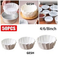 GESH 50Pcs Basques Cake Paper, Foldless Disposable 4/6/8inch Baking Papers,  Cake Wrap Kitchen Use O