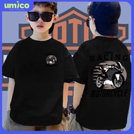 UMICO Cool Boys Cotton T-Shirt with Cool Motorcycle Print Crew Neck Top