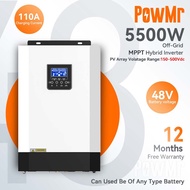 PowMr 5.5KW Hybrid Solar Inverter 500Vdc Supports 48V Lifepo4 Battery Built in 110A MPPT Solar Charg