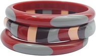 Multicolor Style-set of 3 Resin Bangle Bracelets for Teens from Stratum of Rainbow Collection by Pur