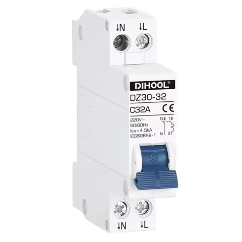 DZ30-32 220V 10A 16A 20A 25A 32A Circuit Breaker Thermal Magnetic Trip Short-circuit Overload Protec
