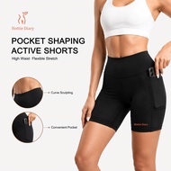 [Hottie Diary] High-Waisted Seamless Yoga Shorts with Logo for Women - Shaping, Training & Everyday