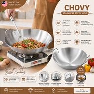 Carote Chovy 30-55CM Large Size Stainless Steel Double Ears Non-stick Wok High Quality Double Handle