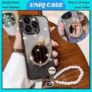 IPH 11 12 13 14 15 16 17 Plus Pro Max 2 in 1 shining ribbon mirror chain phone case casing cover 手机壳