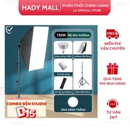 D15 Softbox 150W Photography Light Combo with Self-Adjusting Light Stand 70-210cm, Studio Photograph