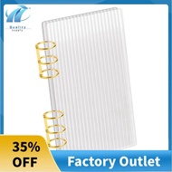 A6 Binder Clear Acrylic Binder 6-Ring Budget with Gold Metal Round Ring A6 Planner Binder Thick Stri
