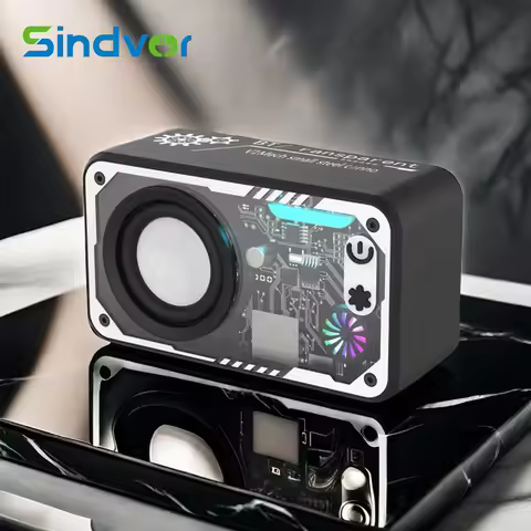 Wireless Speaker Transparent Mecha Bluetooth Wireless Double Bass Diaphragm Subwoofer Music RGB LED 