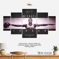 1 SET Michael Jordan 5 Panel Wooden Poster Minimalist Aesthetic Wall Decoration NBA Motivational Wal