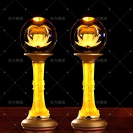 Lotus 2024 Household Crystal Colorful Lotus Buddha Hall Rechargeable Plug-In Long Light led Buddha H