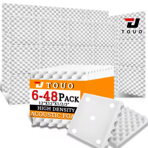 TOUO Workspace Acoustic Foam Panels with Egg Crate 12"x12"x1/2/3" Sound Absorbing Wall Use