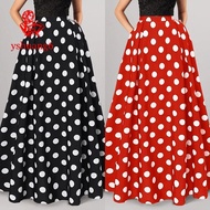 Skirt Polkadots Tema Retro 60an 70an Saloma Pramlee Polka Dot High Waist Party Swing Pleated Dinner 
