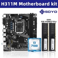 SOYO H311M Game Motherboard i3 7100 CPU 16G(8G*2) RAM Memory TPM2.0 Computer Combo Set Office Deskto