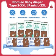 [Carton Sale]NOMIEO Diapers Tape Pants S M L XL XXL XXXL bundle of 3 Baby disposable diapers