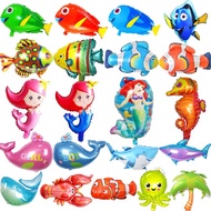 Birthday Party Decoration Balloon Whale Dolly Fish Lobster Coconut Tree Ocean Series Mermaid Aluminu