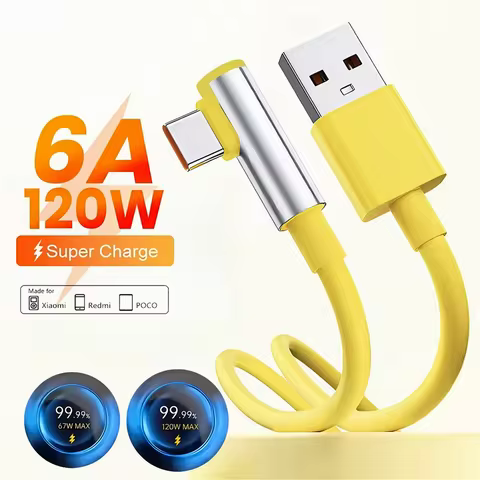 90 Degree Elbow 120W Type C Cable For Xiaomi 12 13 14 15 17 Redmi Note 13 14 15 POCO F7 F8 X5 X6 X7 