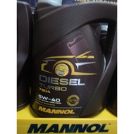 Mannol Diesel Turbo (5Liter) (Ada sticker hologram) 5w-40 Fully Synthetic Engine Oil.